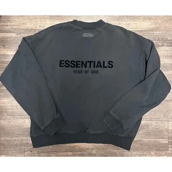 Fear of God Essentials Crewneck Sweatshirt Black Oversized L Logo - Picture 4 of 11